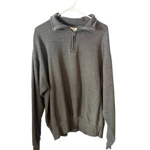 JExist Men's L Heather Gray Quarter Zip Fleece Pullover Sweatshirt Cotton Blend